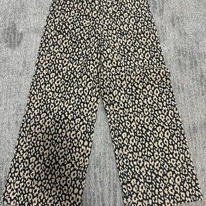 Mauve by Anthropologie Black and Cream Patterned leopard wide leg pants